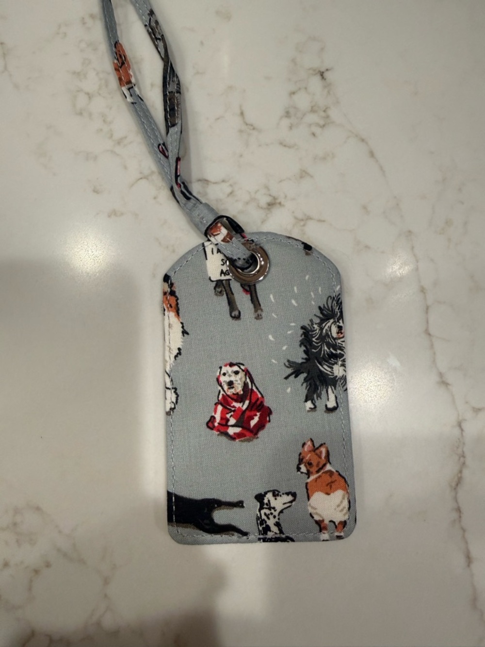 Vera Bradley Dog Print Luggage Tag in Light Gray